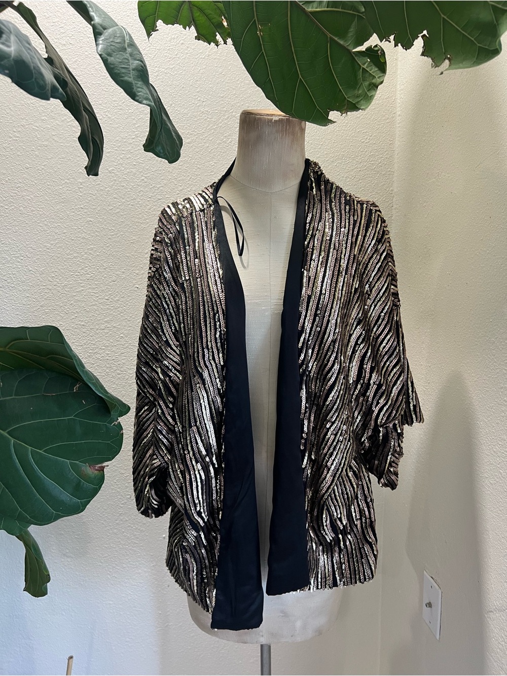 Gianni Bini Black Top with Sequined Trim